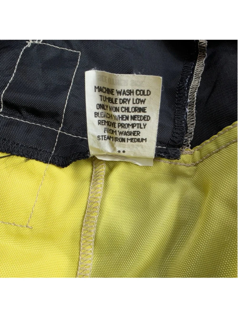 Vintage 90s RRL Ralph Lauren Board Shorts Mens 38 Black Yellow Made USA Nylon